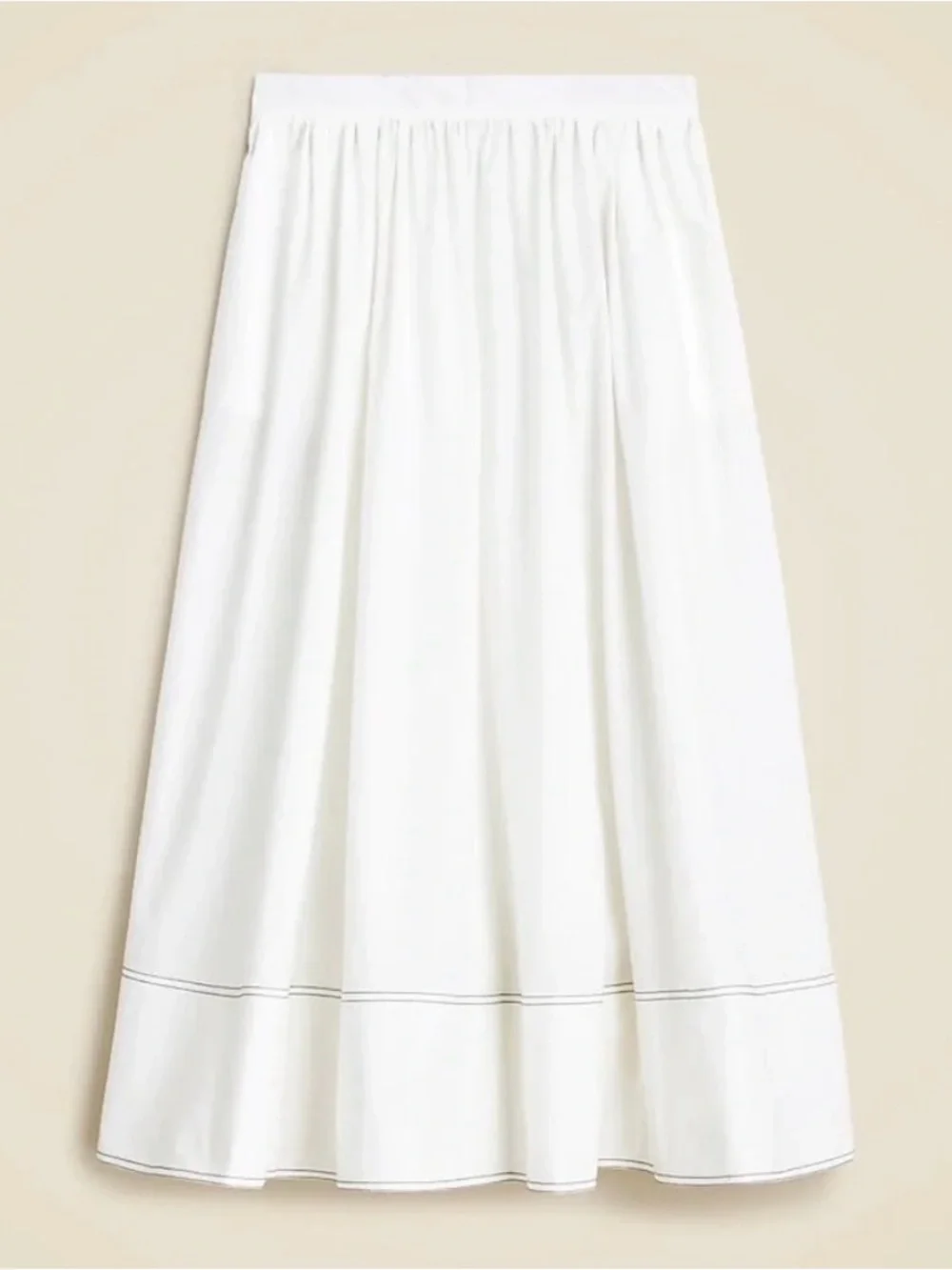 J.Crew Contrast Stitch Midi Skirt in Cotton Poplin